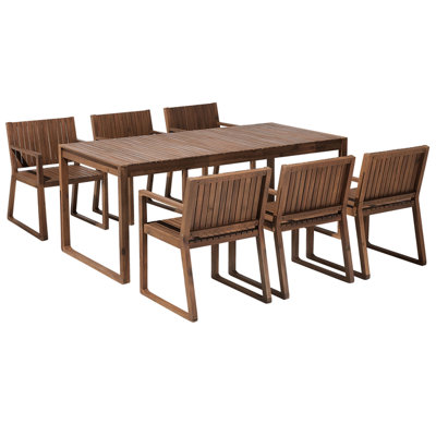 Dining Set 6 Seater Wood Dark Wood SASSARI