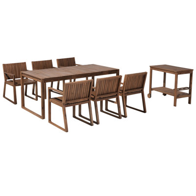 Dining Set 6 Seater Wood Dark Wood SASSARI