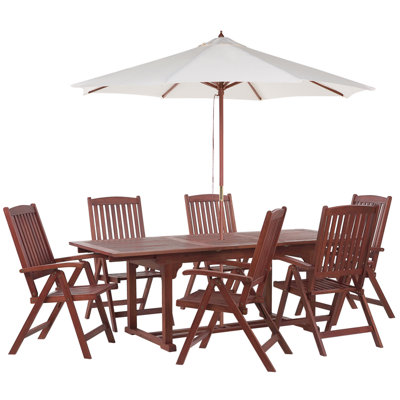 Dining Set 6 Seater Wood Dark Wood TOSCANA