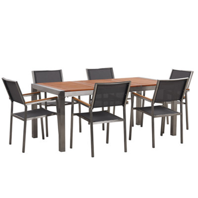 Dining Set 6 Seater Wood Grey GROSSETO