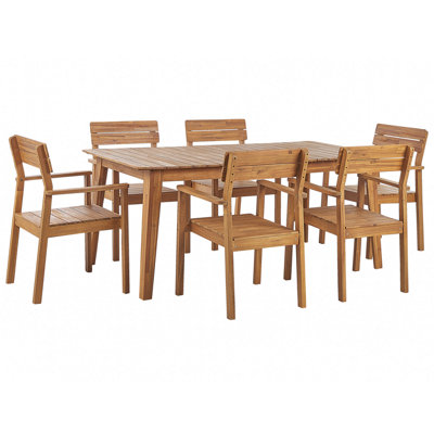 Dining Set 6 Seater Wood Light Wood FORNELLI