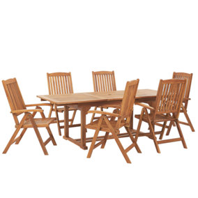 Dining Set 6 Seater Wood Light Wood JAVA