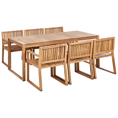 Dining Set 6 Seater Wood Light Wood SASSARI II at B&Q