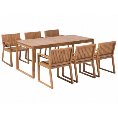 Dining Set 6 Seater Wood Light Wood SASSARI