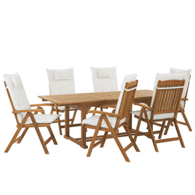 Dining Set 6 Seater Wood Off-White JAVA