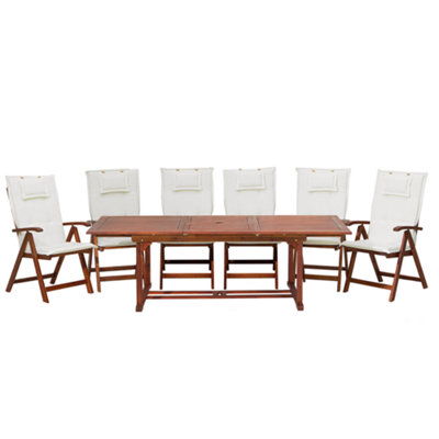 Dining Set 6 Seater Wood Off-White TOSCANA