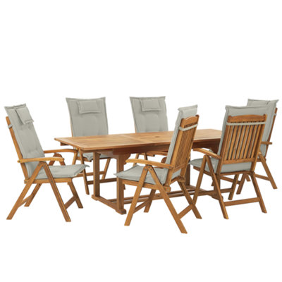 Dining Set 6 Seater Wood Taupe JAVA