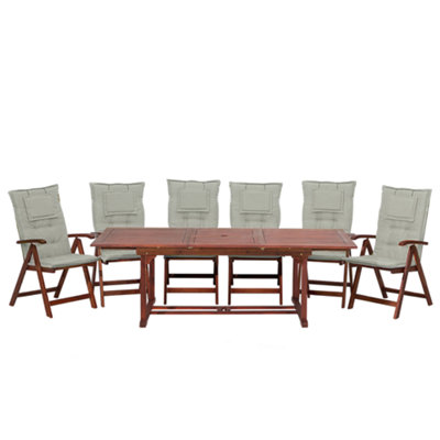 Dining Set 6 Seater Wood Taupe TOSCANA