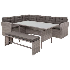 Dining Set 8 Seater Glass Grey VITERBO