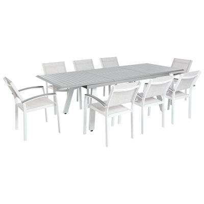 Dining Set 8 Seater Metal Grey PERETA