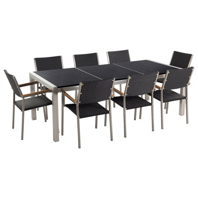 Dining Set 8 Seater Stone Black GROSSETO