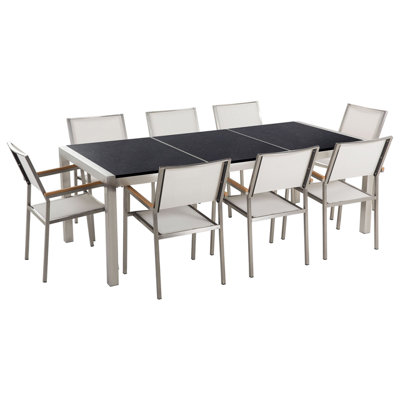 Dining Set 8 Seater Stone White GROSSETO