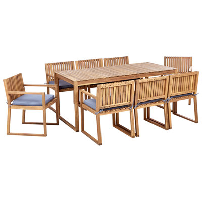 Dining Set 8 Seater Wood Blue SASSARI II