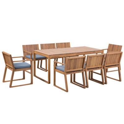 Dining Set 8 Seater Wood Blue SASSARI