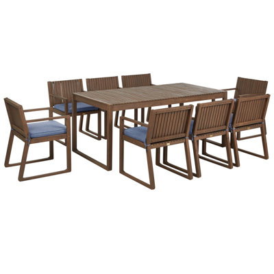 Dining Set 8 Seater Wood Blue SASSARI