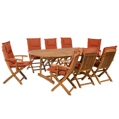 Dining Set 8 Seater Wood Dark Red MAUI