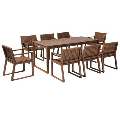 Dining Set 8 Seater Wood Dark Wood SASSARI