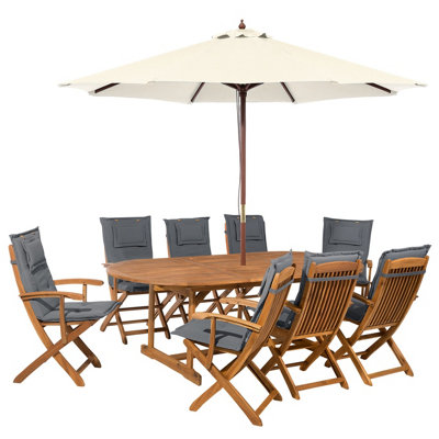 Dining Set 8 Seater Wood Graphite Grey MAUI