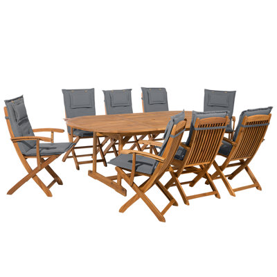 Dining Set 8 Seater Wood Grey MAUI