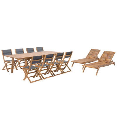 Dining Set 8 Seater Wood Light Wood CESANA