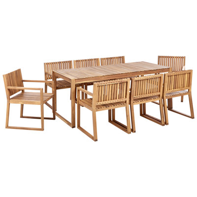 Dining Set 8 Seater Wood Light Wood SASSARI II