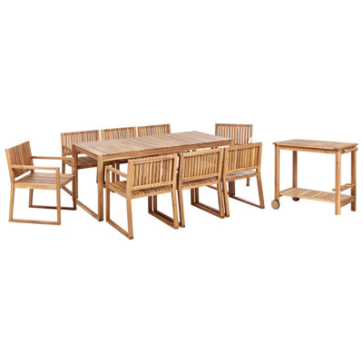 Dining Set 8 Seater Wood Light Wood SASSARI II