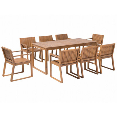 Dining Set 8 Seater Wood Light Wood SASSARI