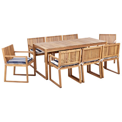 Dining Set 8 Seater Wood Navy Blue SASSARI II