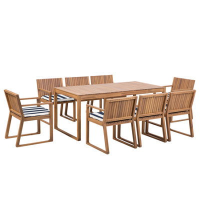 Dining Set 8 Seater Wood Navy Blue SASSARI