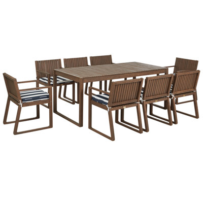 Dining Set 8 Seater Wood Navy Blue SASSARI