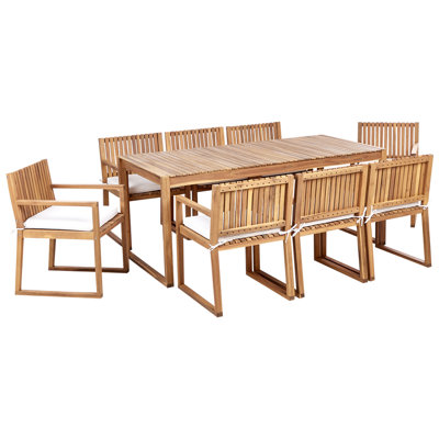 Dining Set 8 Seater Wood Off-White SASSARI II