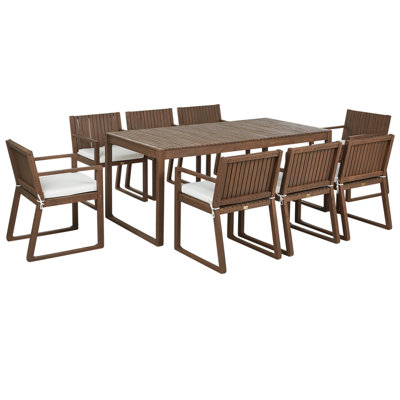 Dining Set 8 Seater Wood Off-White SASSARI