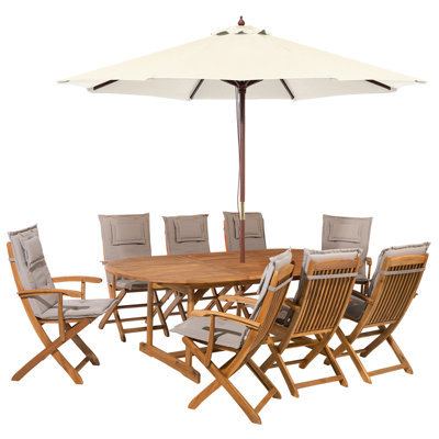 Dining Set 8 Seater Wood Taupe MAUI