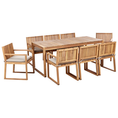 Dining Set 8 Seater Wood Taupe SASSARI II