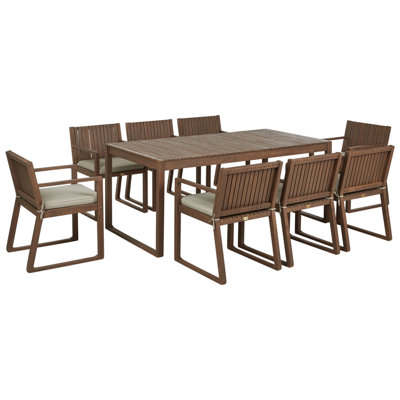 Dining Set 8 Seater Wood Taupe SASSARI