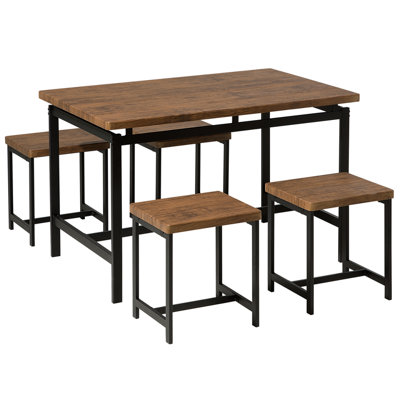 Dining Set ARLINGTON Dark Brown 4 Seater