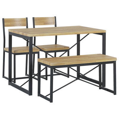 Dining Set FLIXTON Light Brown 4 Seater