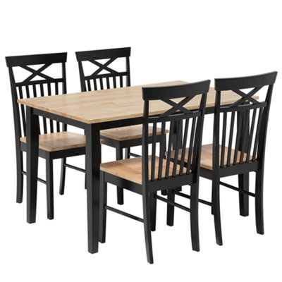 Dining Set HOUSTON Wood Brown/ Black 4 Seater