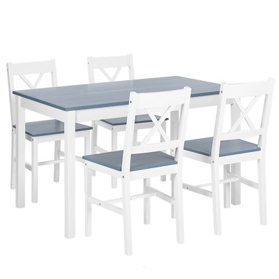 Dining Set MOANA Pine Wood White 4 Seater