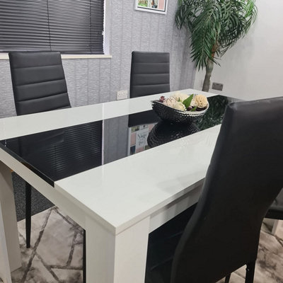 Dining Set of 4 Kitchen Dining Table and 4 Chairs White Black Dining Table With 4 Black Leather Chairs Kosy Koala