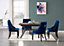 Dining Set, Walnut Extendable Dining Table and Set of 4 Windsor Dining Chairs, Blue