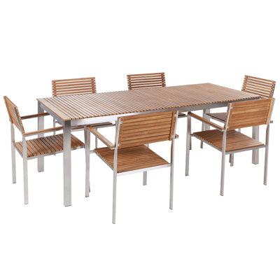 Dining Set Wood Light Wood VIAREGGIO