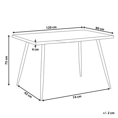 Dining Table 120 x 80 cm Light Wood and Black LUTON