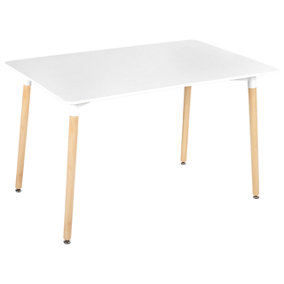 Dining Table 120 x 80 cm White and Light Wood NEWBERRY