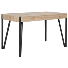 Dining Table 130 x 80 cm Light Wood and Black CAMBELL