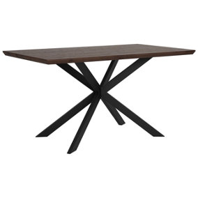 Dining Table 140 x 80 cm Dark Wood with Black SPECTRA