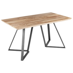 Dining Table 140 x 80 cm Light Wood and Black UPTON