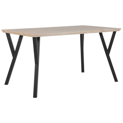 Dining Table 140 x 80 cm Light Wood with Black BRAVO