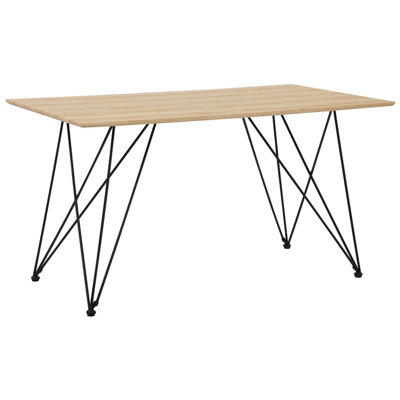 Dining Table 140 x 80 cm Light Wood with Black KENTON