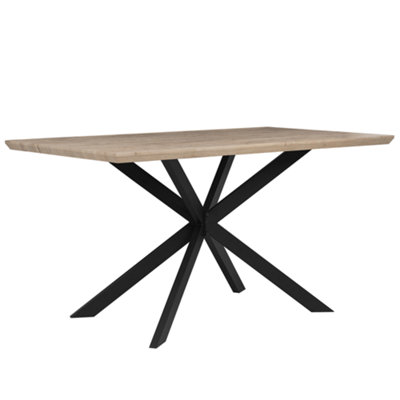 Dining Table 140 x 80 cm Light Wood with Black SPECTRA